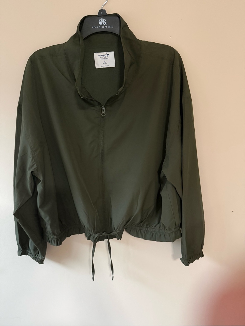 Old Navy Olive Green Lightweight Drawstring Bomber Jacket